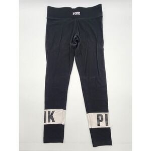 VICTORIA SECRET PINK YOGA‎ PANTS SIZE L BLACK LEGGINGS